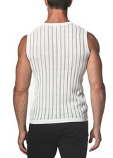 WHITE SHEER VERTICAL STRIPE TEXTURED KNITTED VEST ST-24018