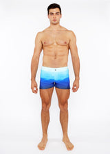CERULEAN GRADIENT PRINTED SWIM SHORT W/MESH BRIEF LINING ST-8024-05