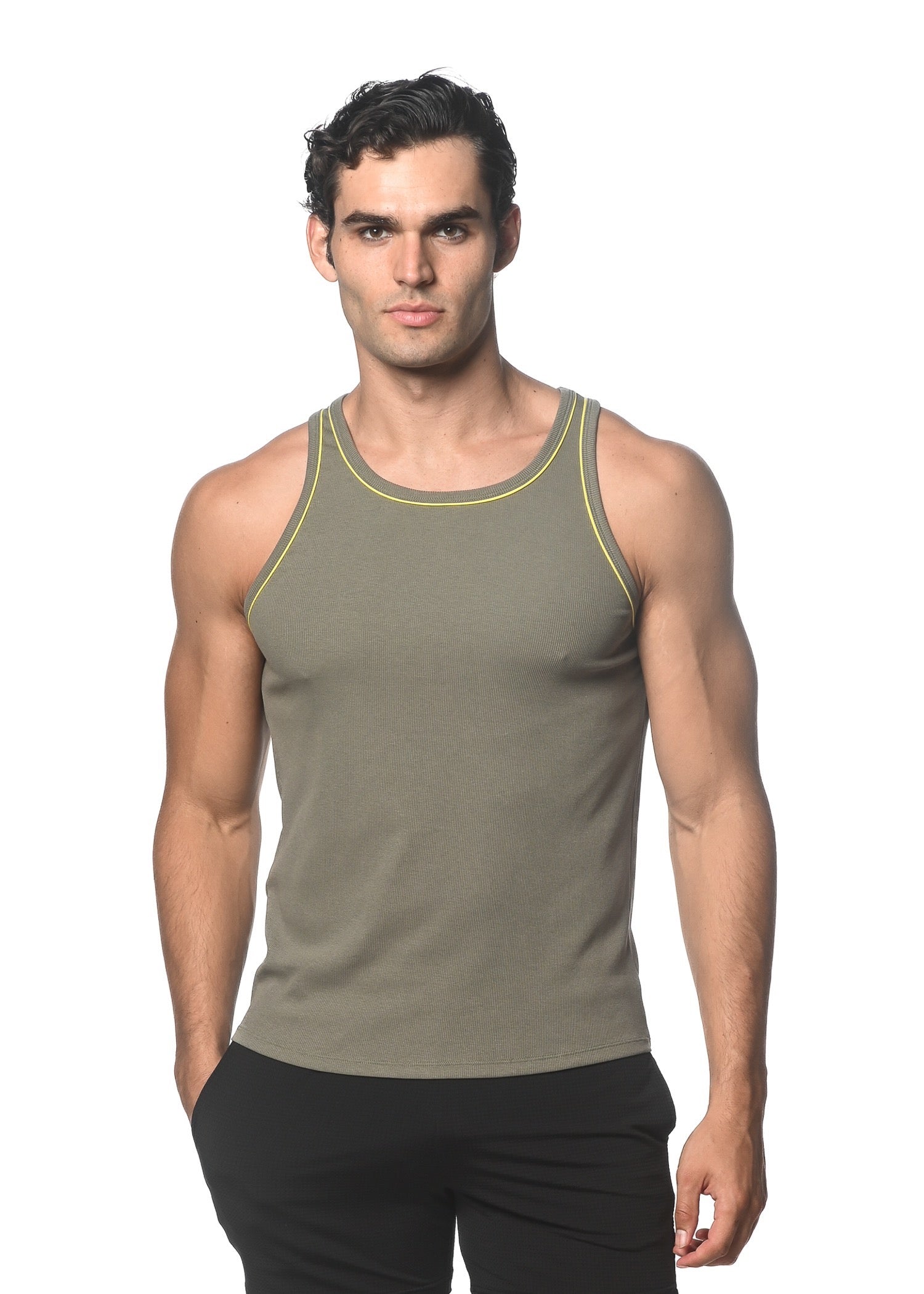Kelp/Yellow Cotton Tank Top