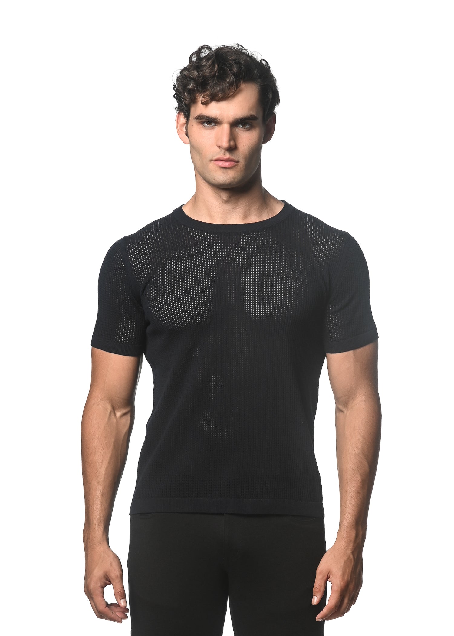 Ribbed Short Sleeve Tee - Navy
