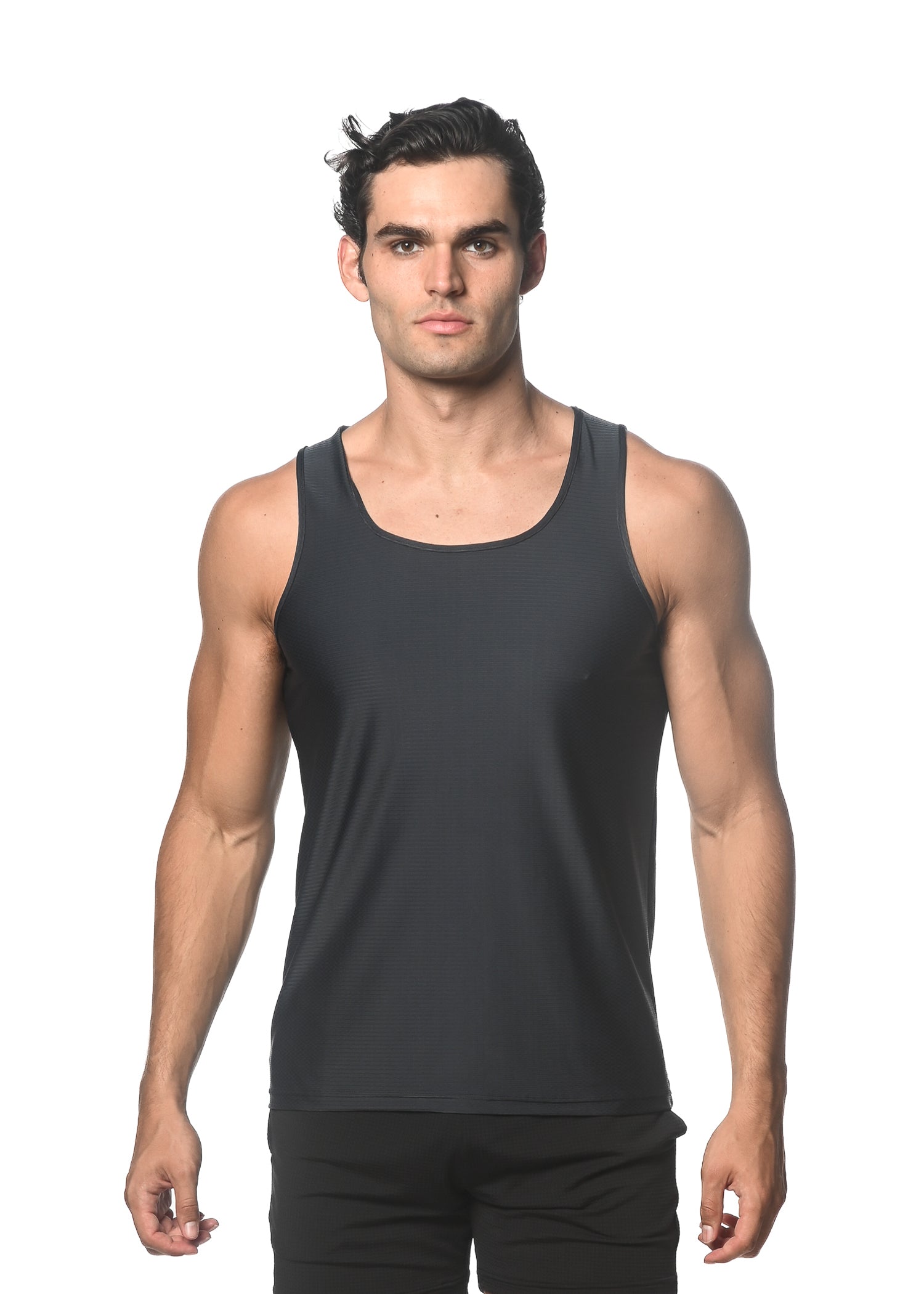 Navy Textured Mesh Performance Tank