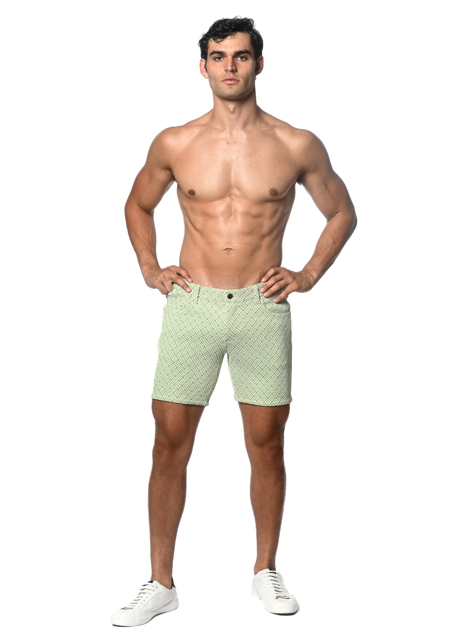 パンツ CRANK  Ribbed micro shorts_Charcoal Butter/Spruce Diamonds 5