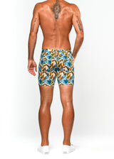APRICOT/BLUE MOSAIC PRINTED 5" INSEAM KNIT STRETCH SHORTS ST-1932-LX-FINAL SALE