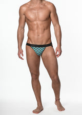 AQUA/PERIWINKLE MATRIX COTTON/ELASTANE JOCKSTRAP ST-21801