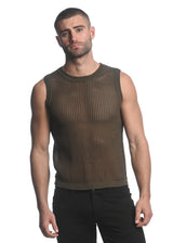 ARMY SHEER VERTICAL STRIPE TEXTURED KNITTED VEST ST-24031