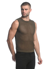 ARMY SHEER VERTICAL STRIPE TEXTURED KNITTED VEST ST-24031