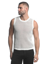 WHITE SHEER VERTICAL STRIPE TEXTURED KNITTED VEST ST-24031