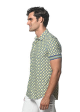 ARCTIC/NAVY RETRO SQUARES PRINTED SHORT SLEEVE PERFORMANCE SHIRT ST-26014