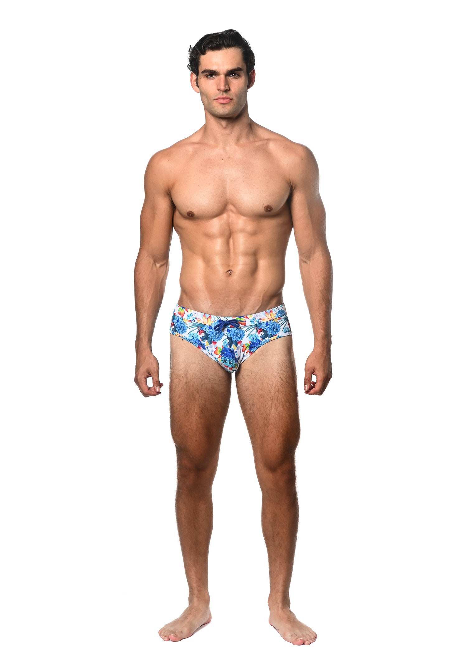 BLUE/YELLOW TROPICS PRINTED SWIM BRIEF ST-8015-02