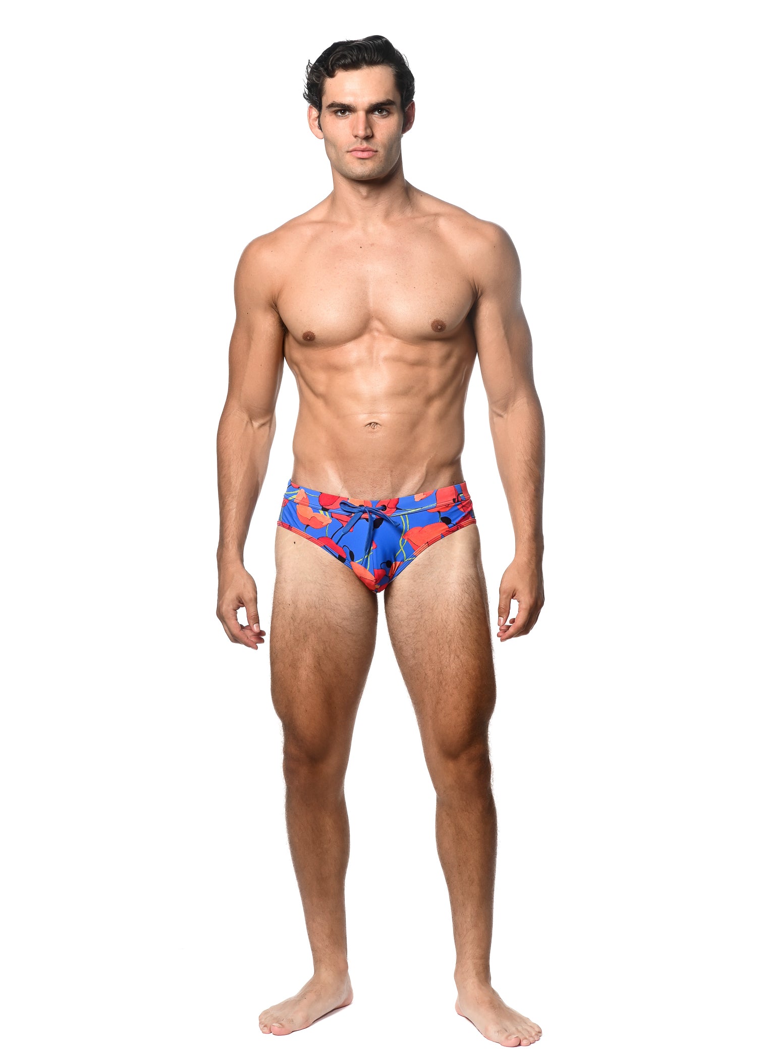ROYAL/RED FLORAL PRINTED SWIM BRIEF ST-8015-07