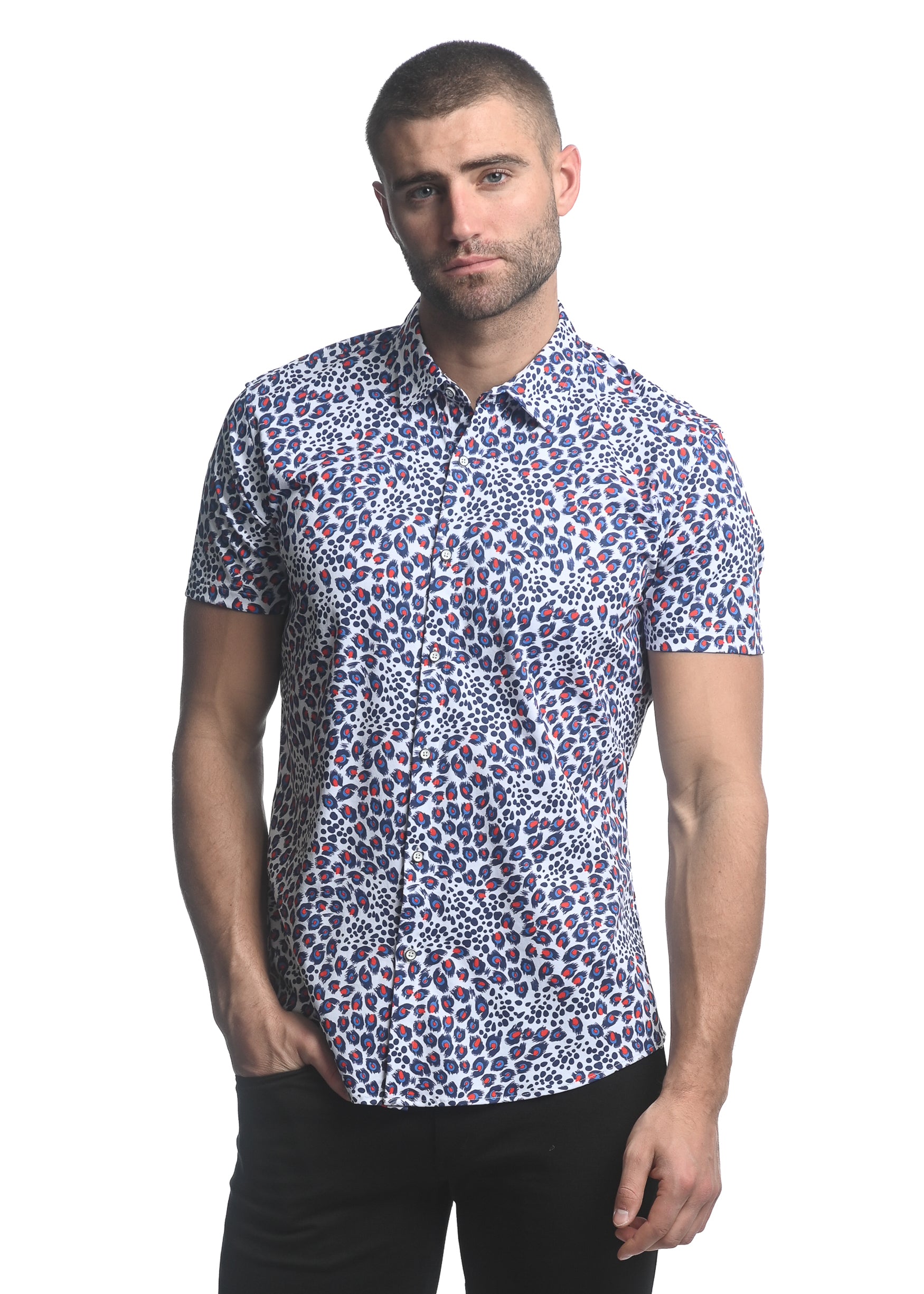 Stretch jersey T-shirt with red D patch
