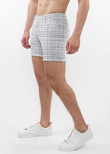 BLUE TWEED 5" INSEAM TWEED-LOOK JACQUARD STRETCH KNIT JEANS SHORTS LIMITED EDITION ST-1932-LX