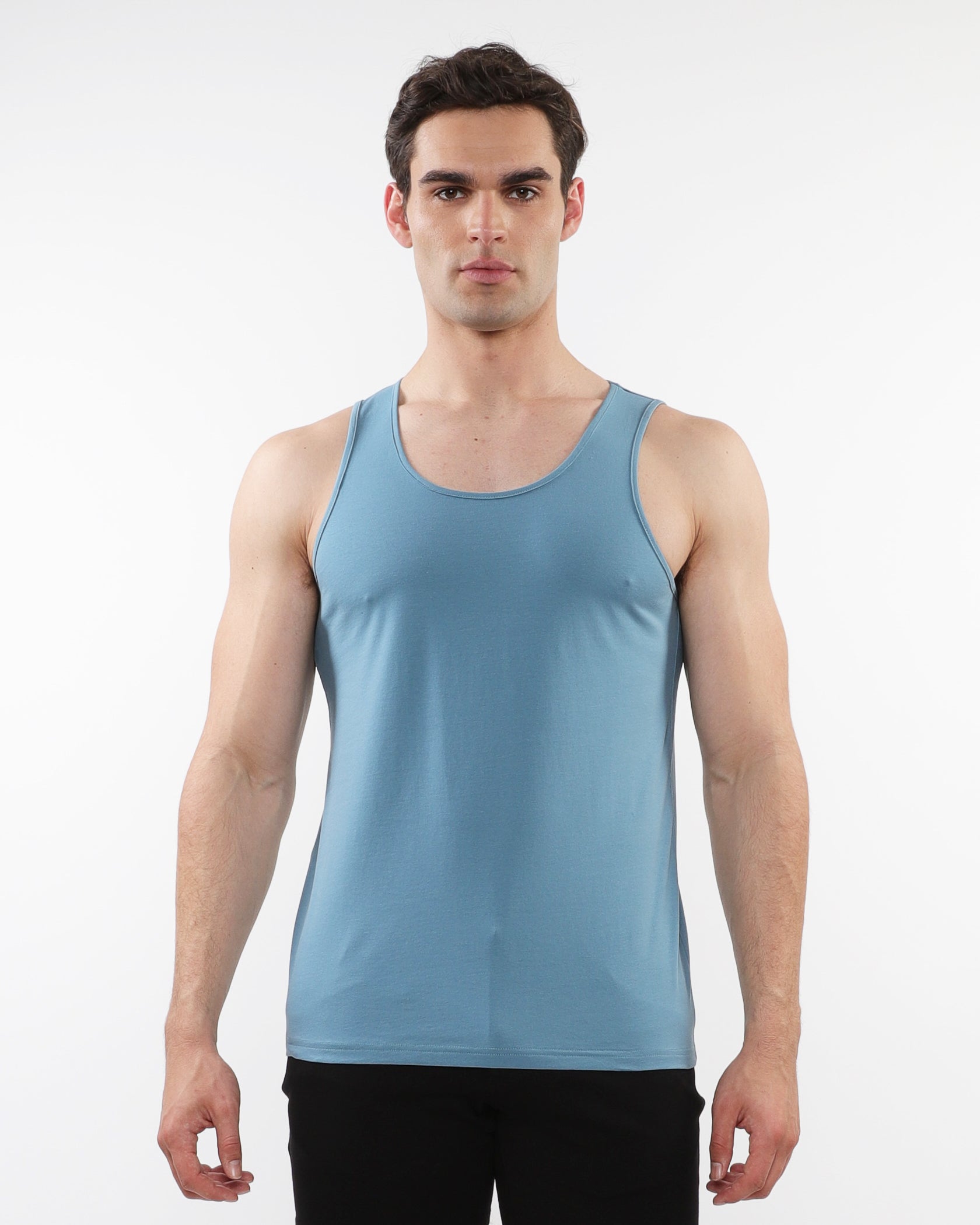 BLUEPRINT TRIANGLES LASER CUT STRETCH JERSEY TANKS