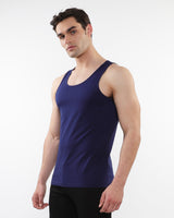 NAVY TRIANGLES LASER CUT STRETCH JERSEY TANKS ST-20052