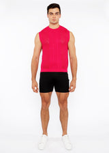 AMARANTH POINTELLE TUX OPEN KNIT KNITTED VEST ST-24299