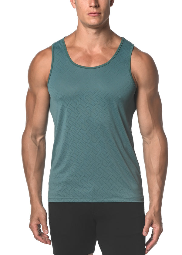 AEGEAN ANGLES TEXTURED MESH STRETCH PERFORMANCE TANK TOP  ST-274