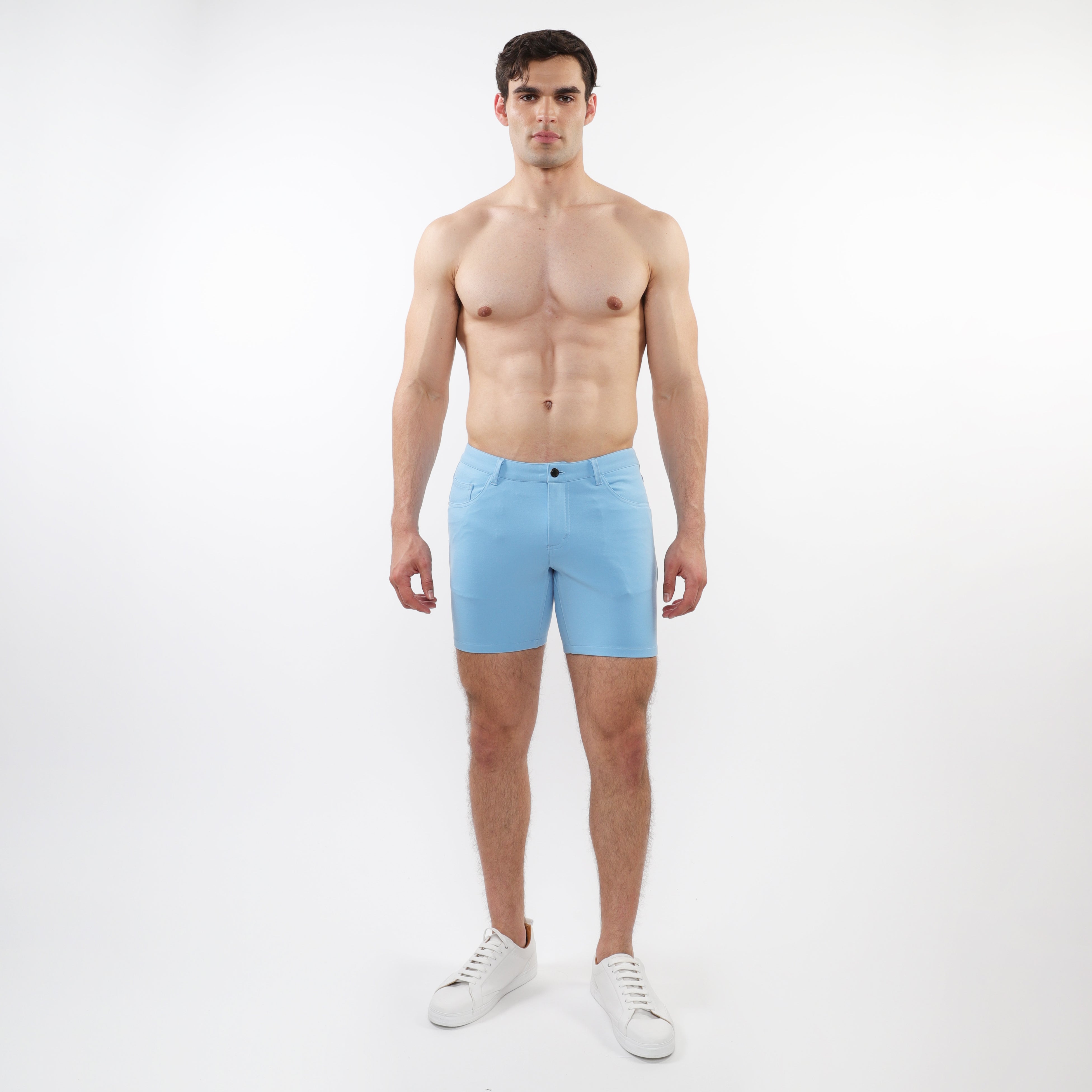 Mens Pale Blue Stretch Shorts 5