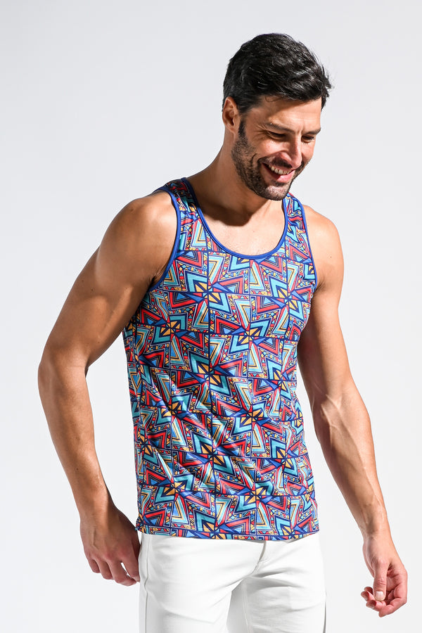 BLUE/GREEN ANGLES JERSEY STRETCH TANK TOP ST-426 Final Sale