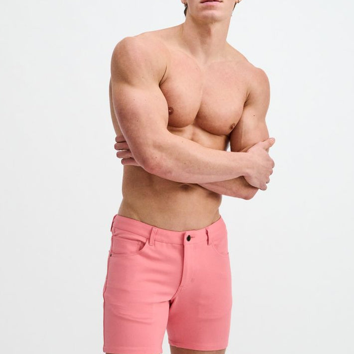 CREPE PINK 5" INSEAM SOLID STRETCH KNIT JEANS SHORT ST-1932