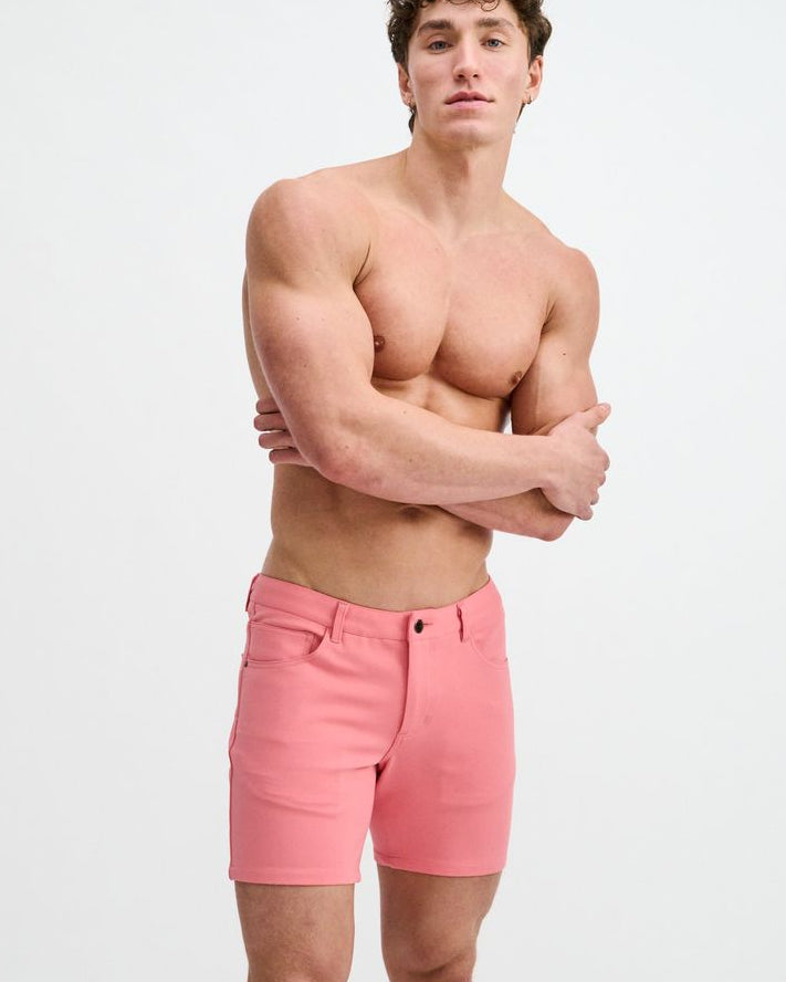 CREPE PINK 5" INSEAM SOLID STRETCH KNIT JEANS SHORT ST-1932