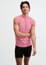 CREPE PINK POINTELLE OPEN KNIT VEST ST-24310