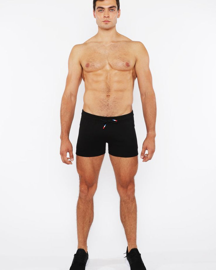 BLACK VAULT GYM-TECH 3.5" INSEAM STRETCH SHORTS W/ 3-COLOR HEAT WELD ZIPPERS STA-10500-02