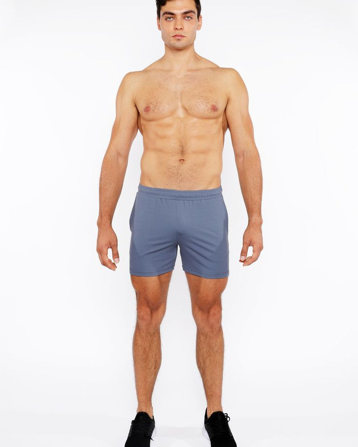 SLATE GREY TEXTURED MESH STRETCH PERFORMANCE SHORTS ST-1466-96