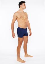 NAVY PINSTRIPE SWIM SHORT W/MESH BRIEF LINING ST-8024-07