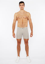 AMBER/WHITE TRIANGLES 5"INSEAM JACQUARD STRETCH KNIT JEANS SHORT ST-1932-85