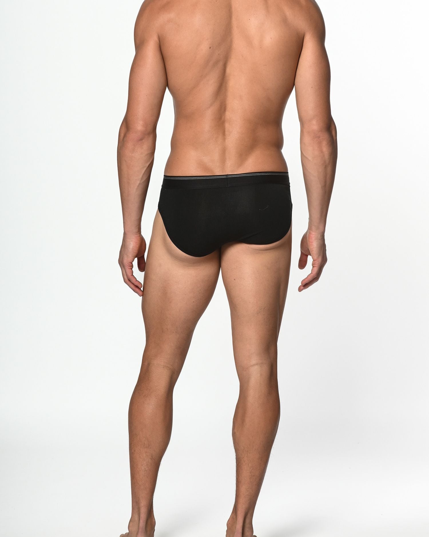 BLACK MODAL/ELASTANE RIB LOW RISE BRIEF ST-10135