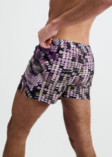PURPLE/ALOE WAVES PRINTED SWIM SHORTS W/MESH BRIEF LINING ST-8024-14