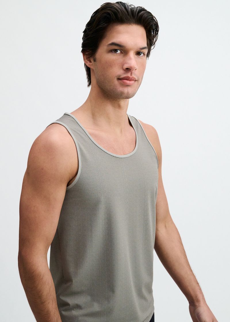 GREY/BLACK TEXTURED STRETCH MESH PERFORMANCE TANK ST-294