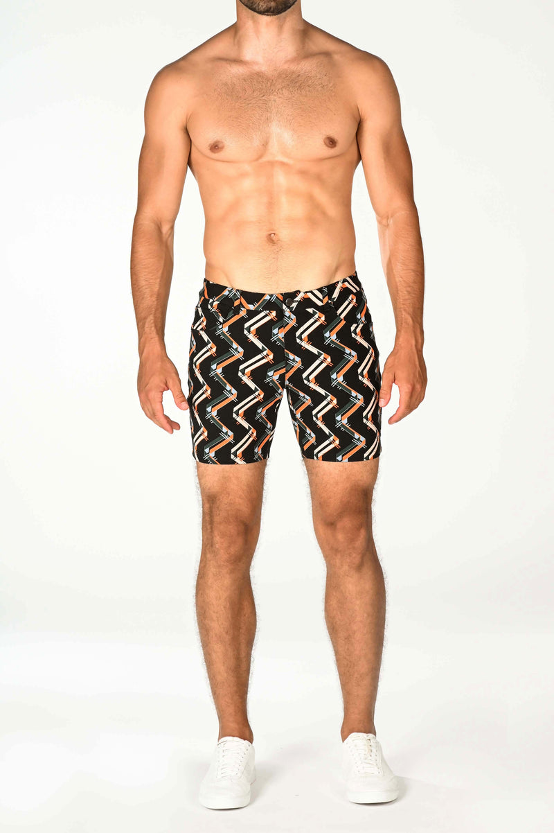 BLACK/GOLD CHEVRON 5" INSEAM KNIT SHORTS St-1932 Final Sale