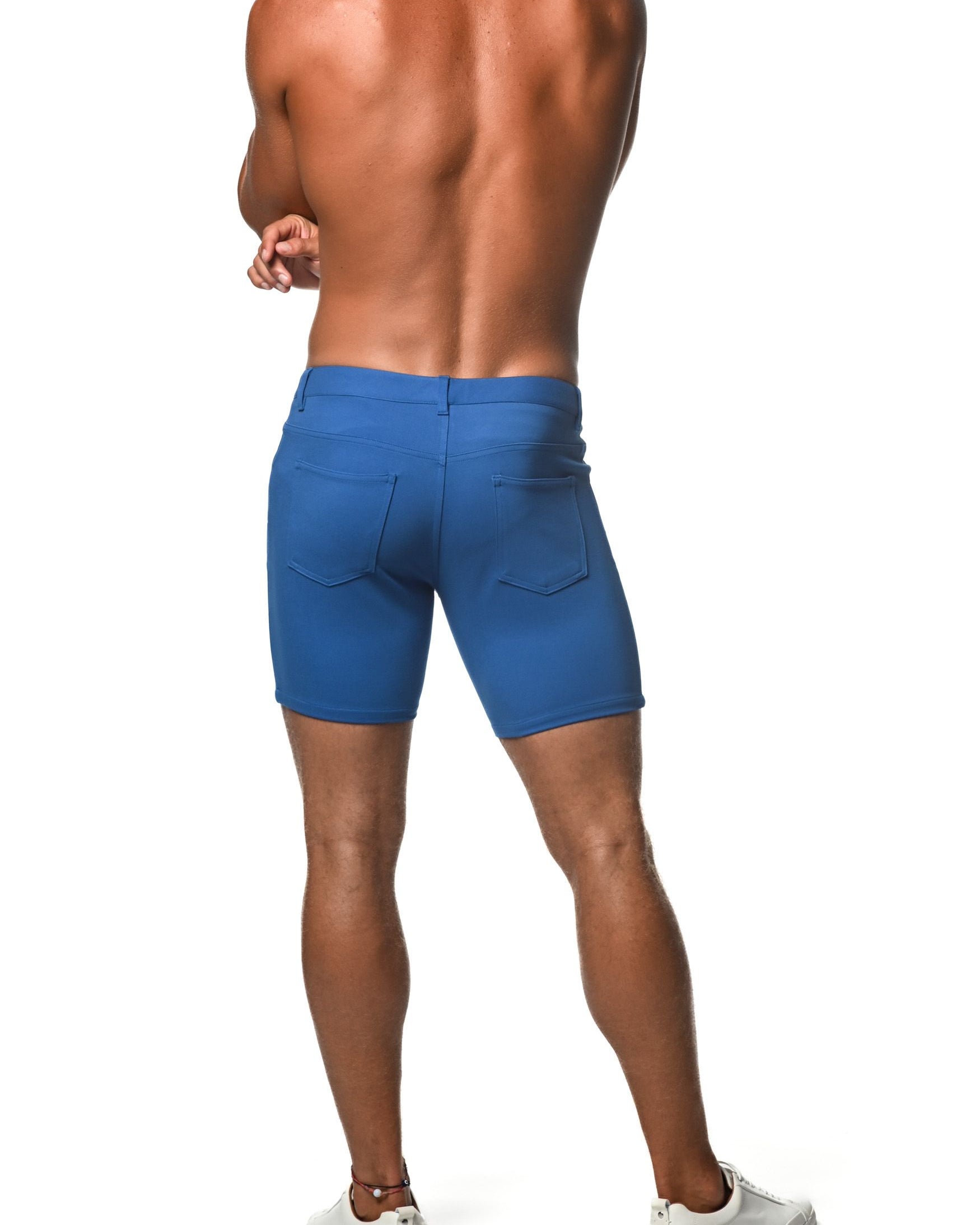 VIVID BLUE 5" INSEAM STRETCH KNIT JEANS SHORTS  ST-1932