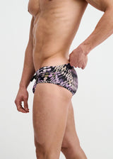 PURPLE/ALOE WAVES PRINTED SWIM BRIEF ST-8015-34