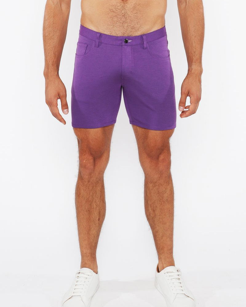 PURPLE TARO 5" INSEAM SOLID STRETCH KNIT JEANS SHORTS ST-1932