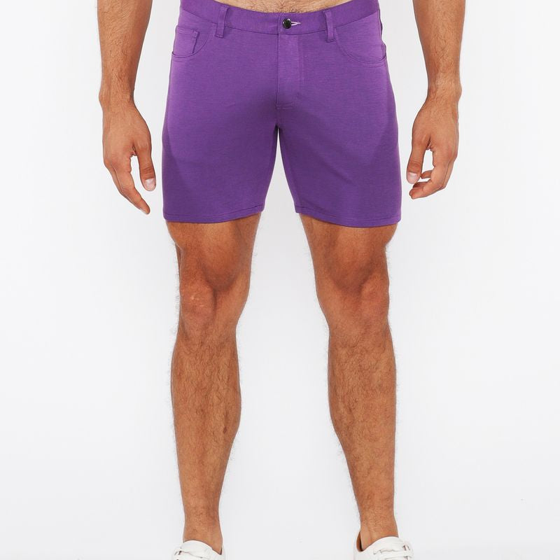 PURPLE TARO 5" INSEAM SOLID STRETCH KNIT JEANS SHORTS ST-1932