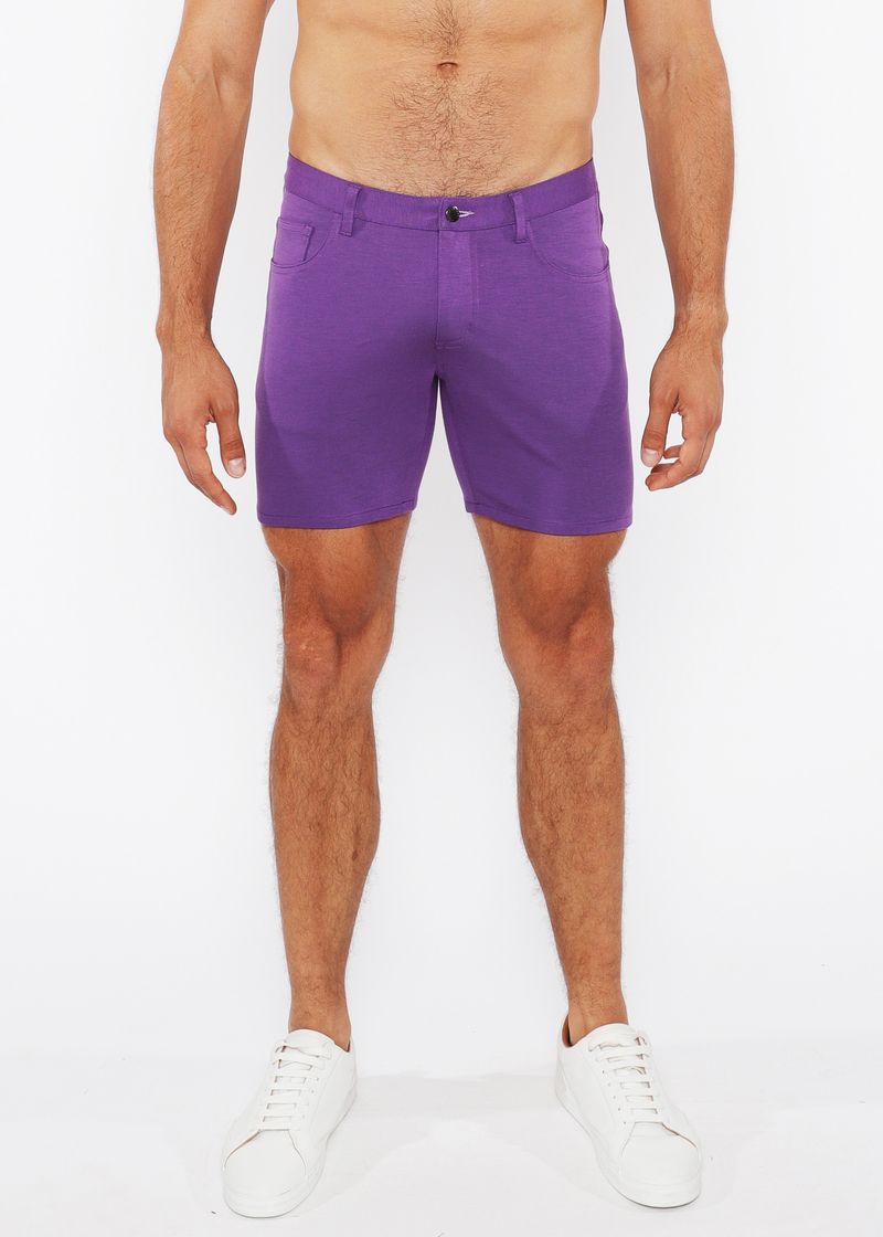 PURPLE TARO 5" INSEAM SOLID STRETCH KNIT JEANS SHORTS ST-1932