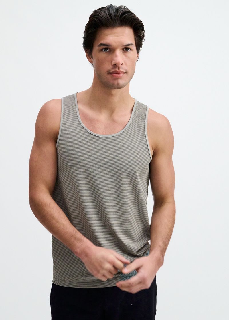 GREY/BLACK TEXTURED STRETCH MESH PERFORMANCE TANK ST-294
