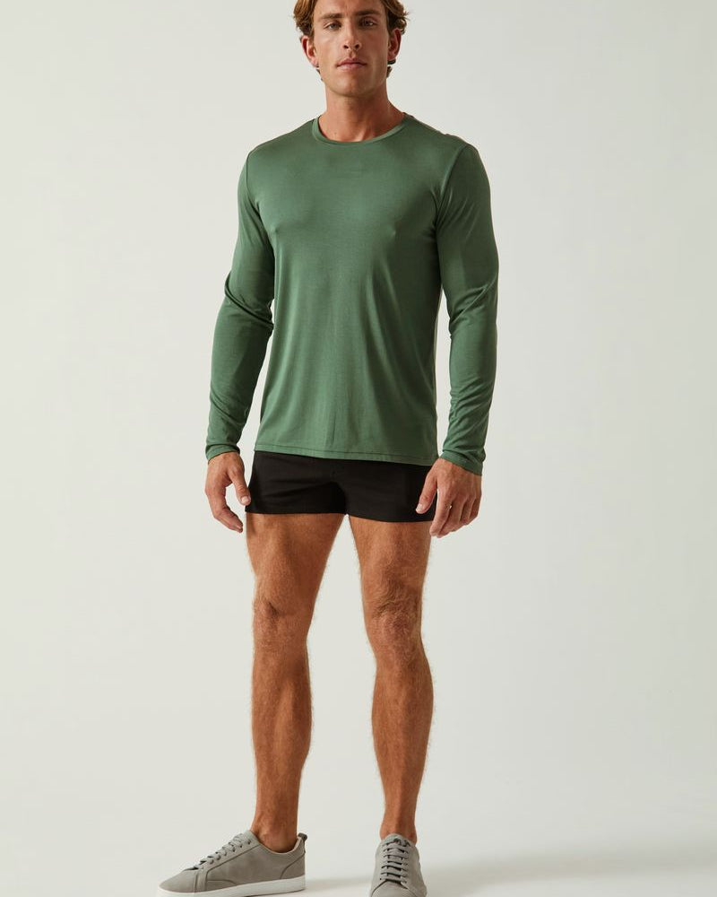DEEP IVY SOLID STRETCH MODAL CREW NECK LONG SLEEVE TEE ST-9012