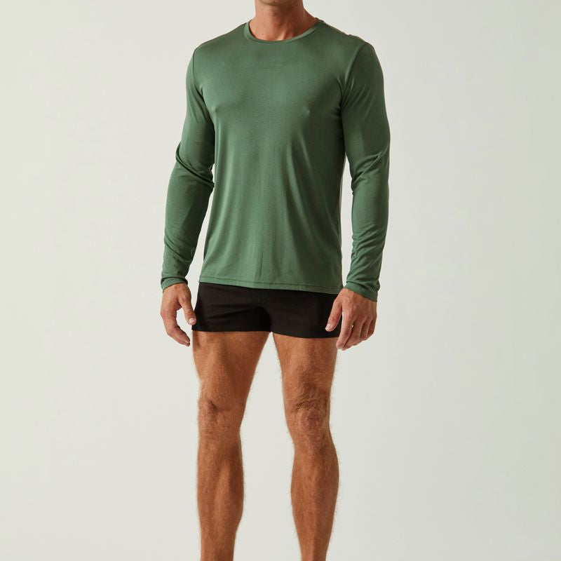 DEEP IVY SOLID STRETCH MODAL CREW NECK LONG SLEEVE TEE ST-9012
