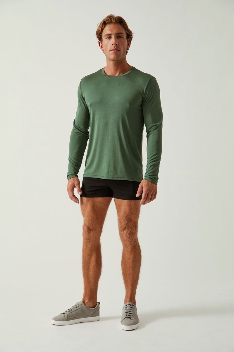 DEEP IVY SOLID STRETCH MODAL CREW NECK LONG SLEEVE TEE ST-9012