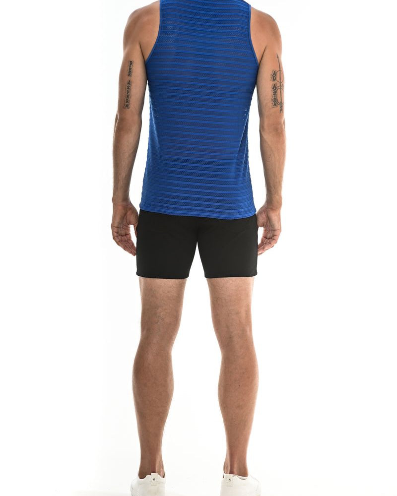 ROYAL STRIPE EYELET STRETCH TANK TOP ST-248
