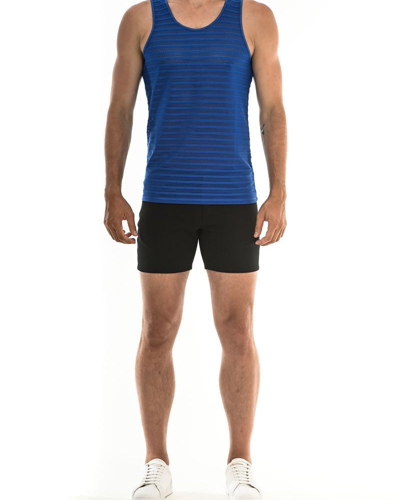 ROYAL STRIPE EYELET STRETCH TANK TOP ST-248