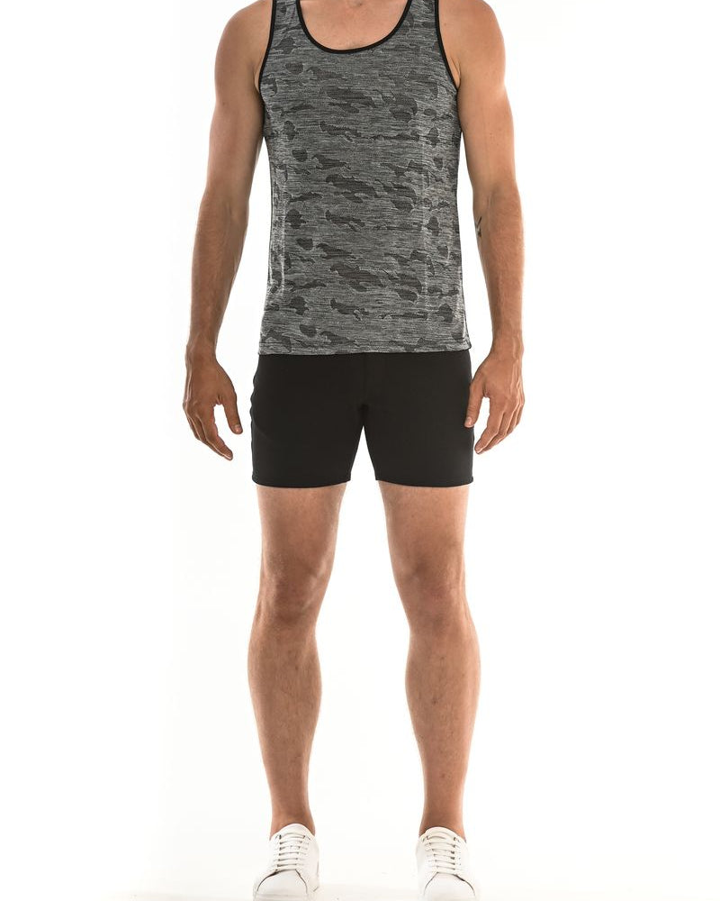 BLACK CAMO JACQUARD MESH PERFORMANCE TANK TOP ST-260