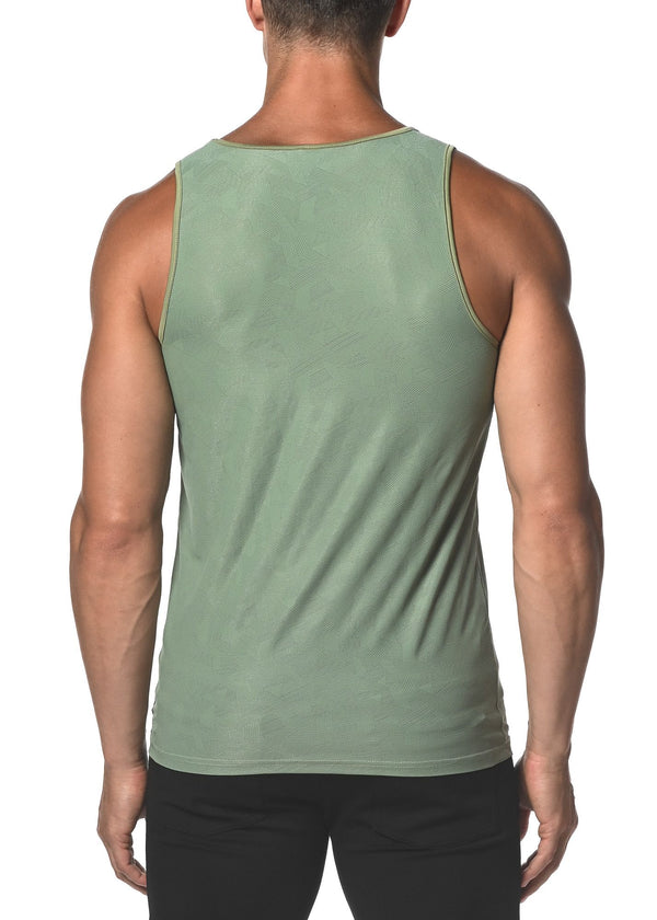 SEA GRASS CROSSHATCH TEXTURED MESH STRETCH PERFORMANCE TANK TOP  ST-273