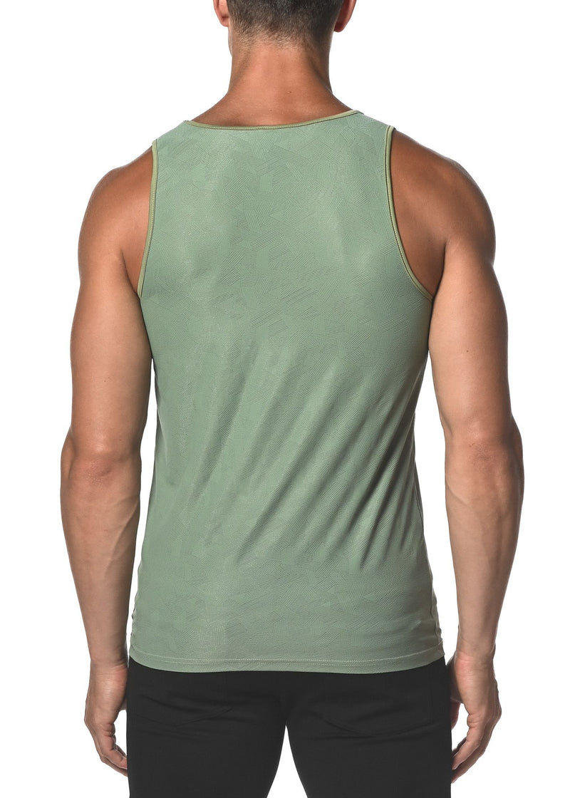 SEA GRASS CROSSHATCH TEXTURED MESH STRETCH PERFORMANCE TANK TOP  ST-273