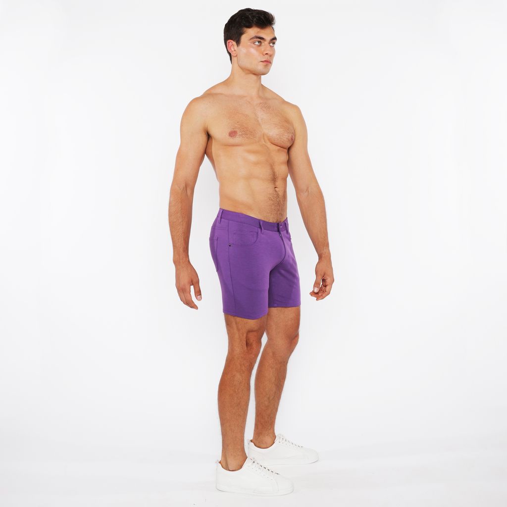 PURPLE TARO 5" INSEAM SOLID STRETCH KNIT JEANS SHORTS ST-1932