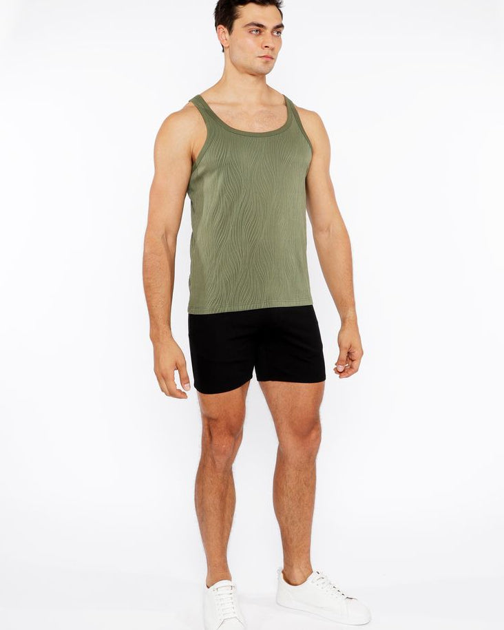 CELADON VEINS STRETCH TEXTURED KNIT TANK TOP ST-11128