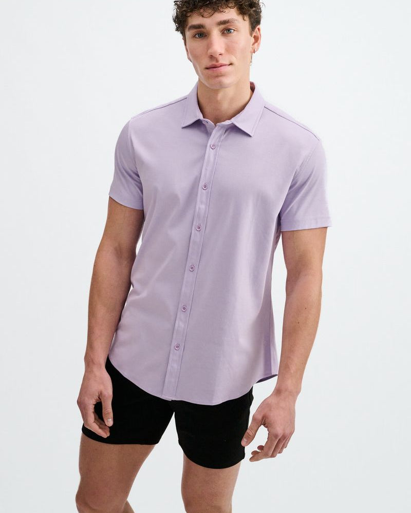 LILAC SOLID STRETCH JERSEY KNIT SHORT SLEEVE SHIR ST-963-06